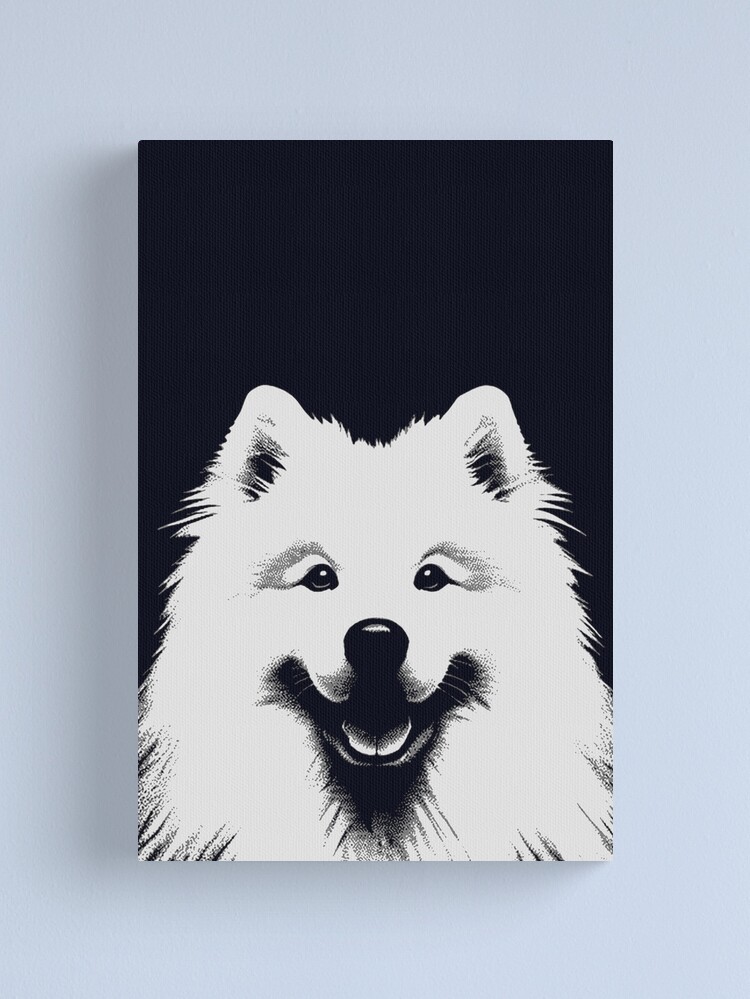 Thumbnail 1 of 3, Canvas Print, Samoyed Black & White Pop Art Aesthetic Style designed and sold by K9ish.