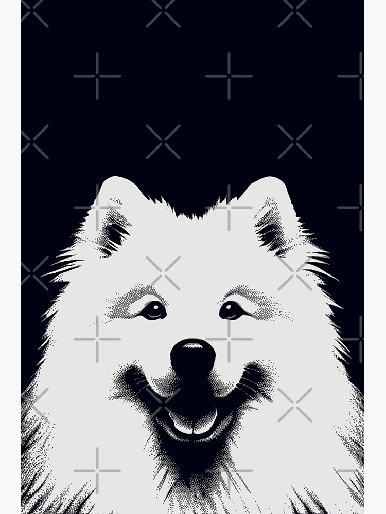 Thumbnail 3 of 3, Canvas Print, Samoyed Black & White Pop Art Aesthetic Style designed and sold by K9ish.