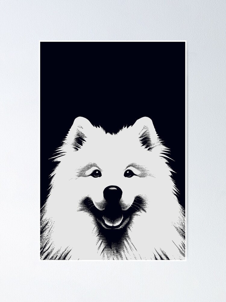 Thumbnail 1 of 3, Poster, Samoyed Black & White Pop Art Aesthetic Style designed and sold by K9ish.