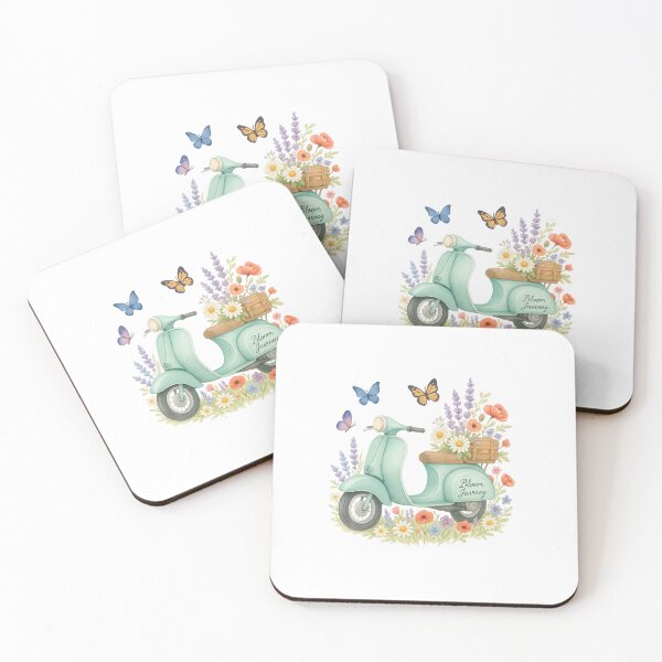 Item preview, Romantic Retro Scooter with Flowers & Butterflies – Watercolor Style designed and sold by branaghbel.
