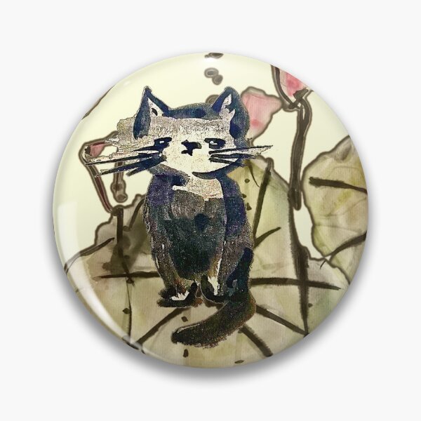 Item preview, Grumpy Kitten Sitting On a Lotus Leaf Amongst Lotus Flowers designed and sold by NataliaFlaherty.