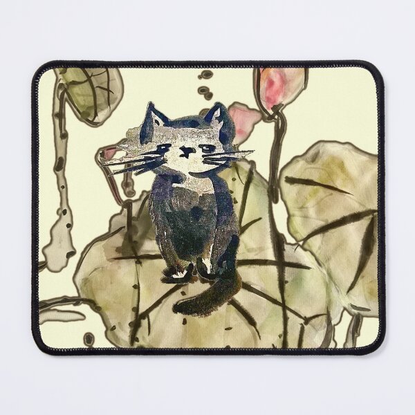 Item preview, Grumpy Kitten Sitting On a Lotus Leaf Amongst Lotus Flowers designed and sold by NataliaFlaherty.