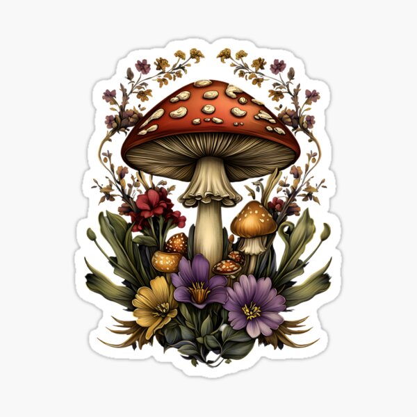 Artikel-Vorschau von Amanita Pilz mit Blumen, designt und verkauft von Eclectic Monkey.
