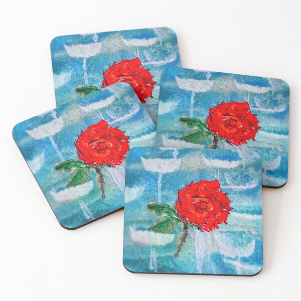 Item preview, Red Rose On A Blue Background designed and sold by NataliaFlaherty.