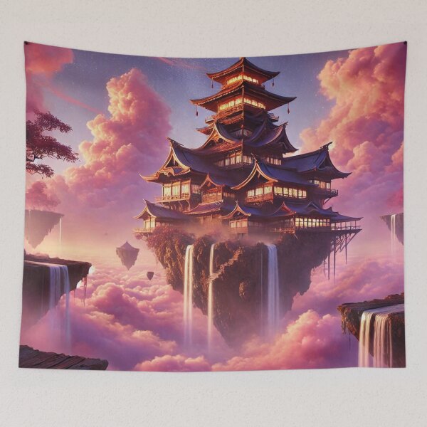 Item preview, Samurai palace in pink clouds designed and sold by MerlinWear.