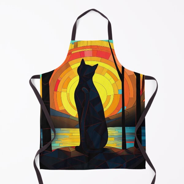 Item preview, Black Cat and Sunset Stained Glass designed and sold by Pixelchicken.