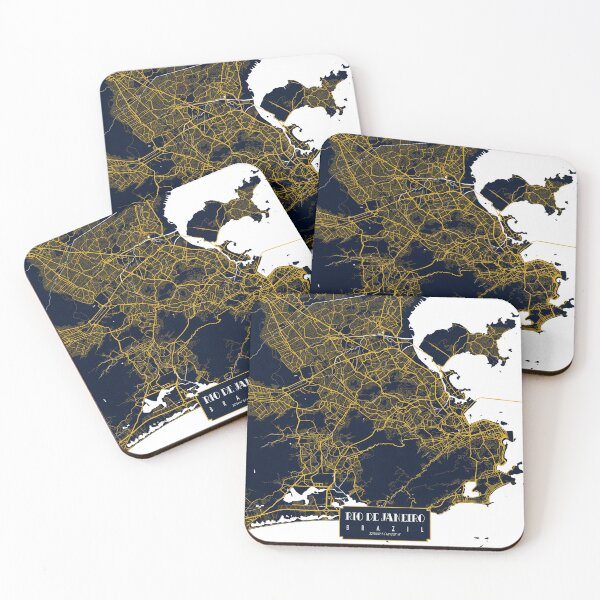 Item preview, Rio de Janeiro City Map of Brazil - Gold Art Deco designed and sold by deMAP.