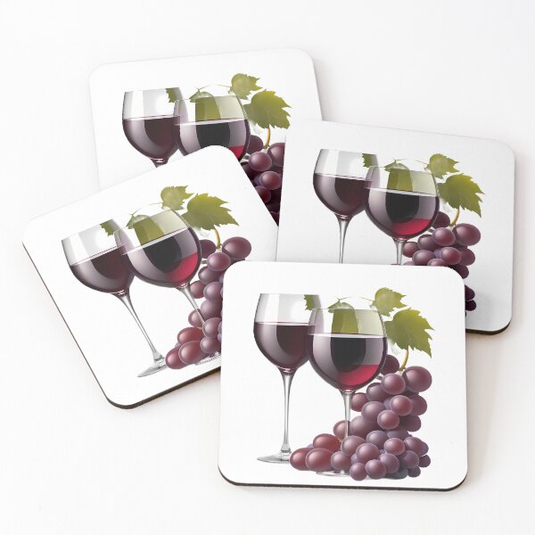Item preview, Two Grapes Red Wine Lineart Watercolors Nature Drink designed and sold by ART ATTACK ZONE.