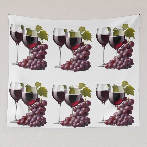 Item preview, Two Grapes Red Wine Lineart Watercolors Nature Drink designed and sold by ART ATTACK ZONE.