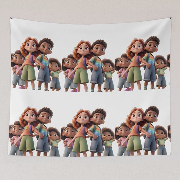 Item preview, Family Friends Boys Girls Brothers Sisters Cartoon Art designed and sold by ART ATTACK ZONE.