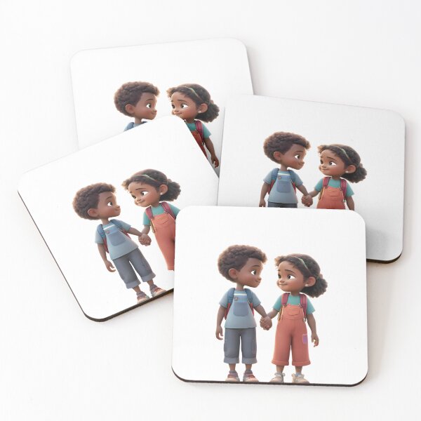 Item preview, Two Family Friends Boys Girls Brothers Sisters Cartoon  designed and sold by ART ATTACK ZONE.