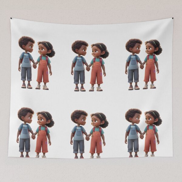 Item preview, Two Family Friends Boys Girls Brothers Sisters Cartoon  designed and sold by ART ATTACK ZONE.