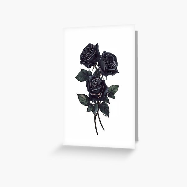 Item preview, 3 Black Roses in Minimal Gothic Style designed and sold by HoodWit Greetings.