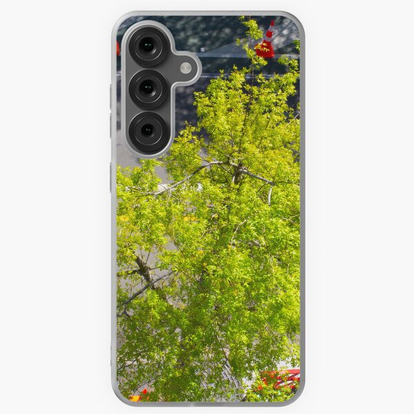 Item preview, Urban Tree Canopy Over City Street – Vibrant Green Leaves and Road Markings Aerial View designed and sold by Michael McGimpsey.