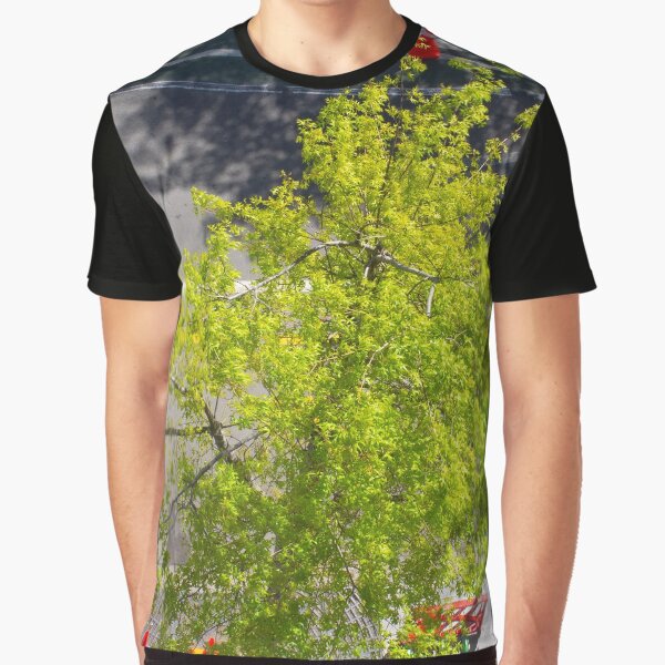 Item preview, Urban Tree Canopy Over City Street – Vibrant Green Leaves and Road Markings Aerial View designed and sold by Michael McGimpsey.