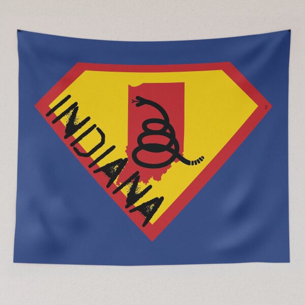 Item preview, HOOSIER SHIELD - Freedom Is The Superpower - Modern Gadsden Snake Flag - Dont Tread On Me SUPERHERO INDIANA spellout design designed and sold by pelagio.