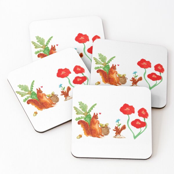 Item preview, Squirrel kitten and mother (or father!) with flowers designed and sold by Tanuki-Time.