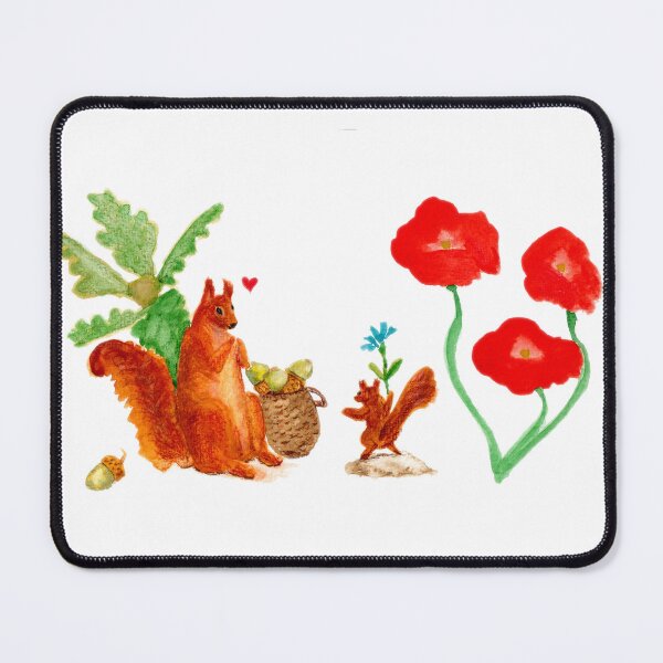 Item preview, Squirrel kitten and mother (or father!) with flowers designed and sold by Tanuki-Time.