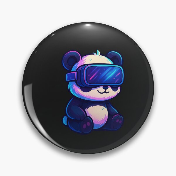 Item preview, Chibi Panda in VR Headset – Cute Neon Cyber Gaming Art designed and sold by ColorSplash123.
