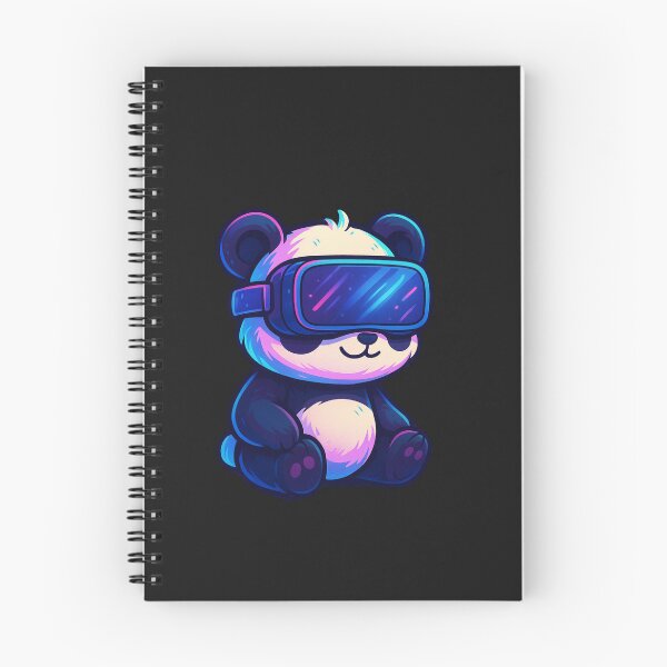 Item preview, Chibi Panda in VR Headset – Cute Neon Cyber Gaming Art designed and sold by ColorSplash123.