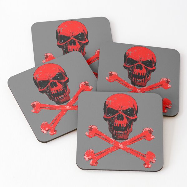 Item preview, Distressed Red Skull and Crossbones Pirate Flag designed and sold by hauntedtees.