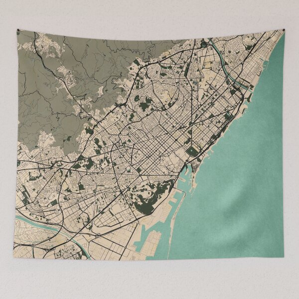 Item preview, Barcelona City Map of Spain - Vintage designed and sold by deMAP.