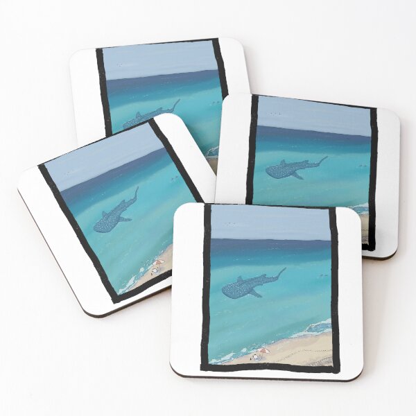 Artikelvorschau, Schafe und Katze am ruhigen Strand (mit Rahmen) entworfen und verkauft von Cute & Funny Hand-Drawn Prints | Happy Doodle Friends Shop.