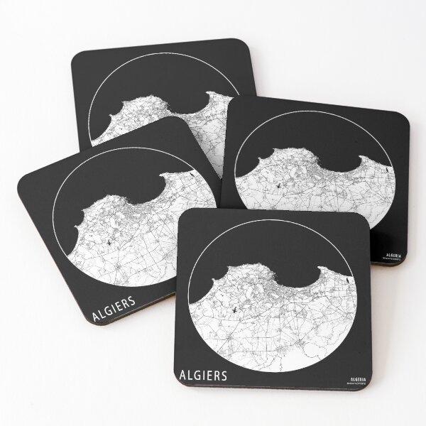Item preview, Algiers City Map of Algeria - Black Circle designed and sold by deMAP.