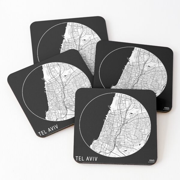 Item preview, Tel Aviv City Map of Israel - Black Circle designed and sold by deMAP.