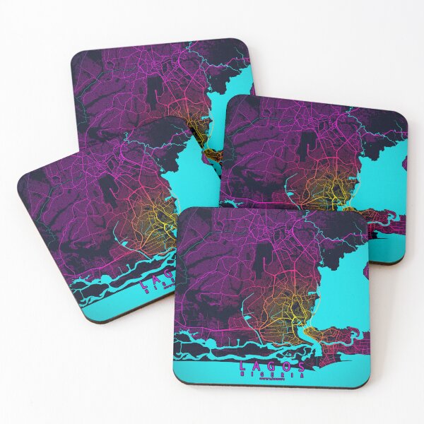 Item preview, Lagos City Map of Nigeria - Neon designed and sold by deMAP.