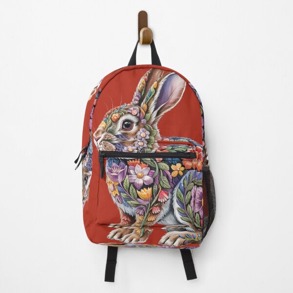 Item preview, Floral Rabbit Illustration – Intricate Botanical Bunny Art on Black Background designed and sold by Sepinik.