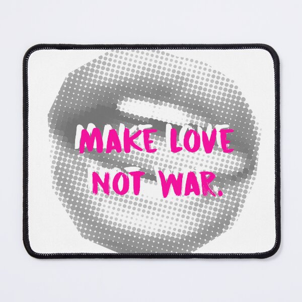 Item preview, Make Love Not War quote with halftone black and white lips designed and sold by adesignworld.