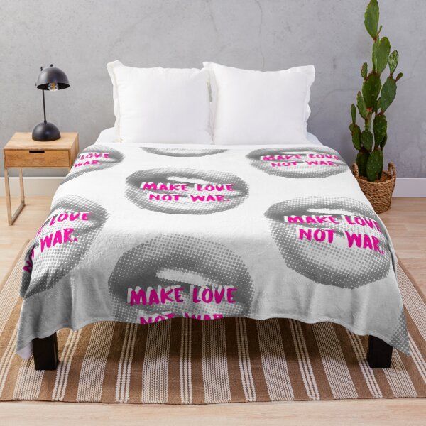Item preview, Make Love Not War quote with halftone black and white lips designed and sold by adesignworld.