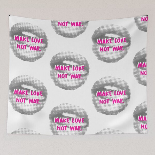 Item preview, Make Love Not War quote with halftone black and white lips designed and sold by adesignworld.