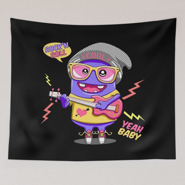 Item preview, cute mini jelly monster playing guitar - rock and roll, yeah baby designed and sold by hayrpictures.