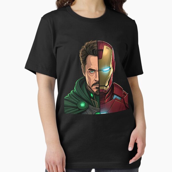 Item preview, Doctor Doom x Iron Man Split Face Design | Robert Downey Jr. Crossover Art designed and sold by Fashvora.