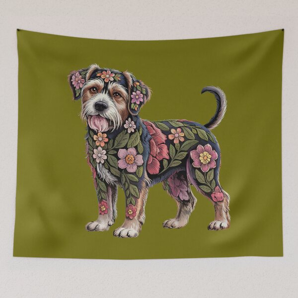 Item preview, Floral Dog Illustration – Intricate Botanical Pattern on Cute Puppy designed and sold by Sepinik.