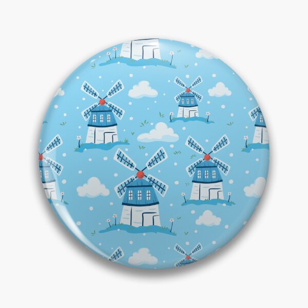 Item preview, Whimsical Dutch Windmill Landscape Pattern designed and sold by Alice-AJ.