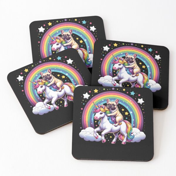 Item preview, French Bulldog Riding Unicorn Rainbow Lover designed and sold by Kimberley King Art  King Art.