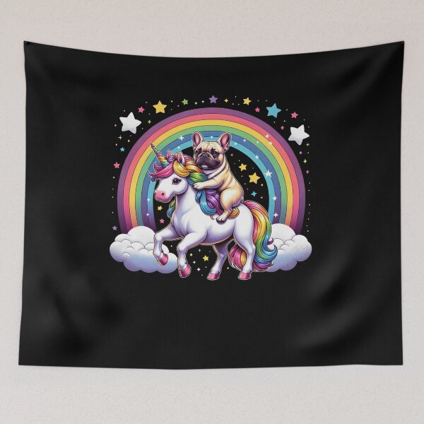 Item preview, French Bulldog Riding Unicorn Rainbow Lover designed and sold by Kimberley King Art  King Art.