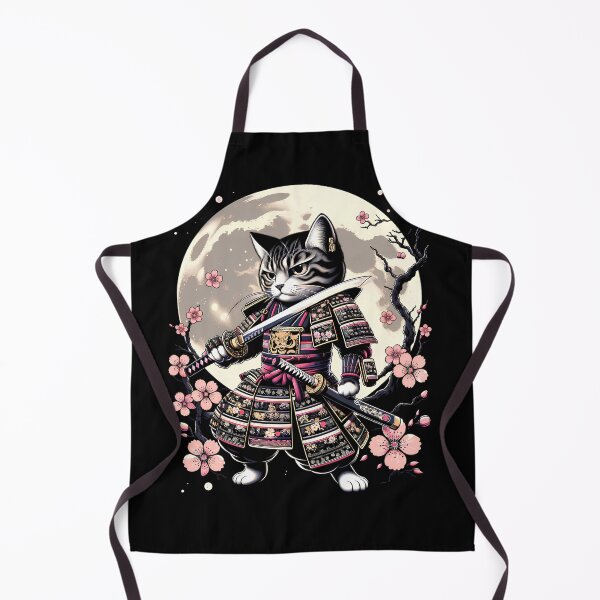 Item preview, Japanese Samurai Cat Kawaii Ninja Cat Cherry Blossom designed and sold by Kimberley King Art King Art.