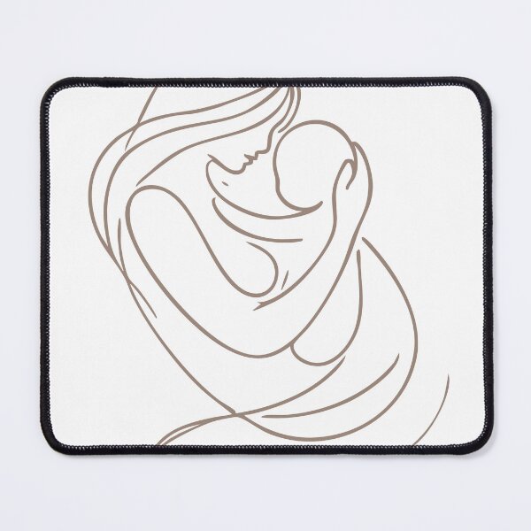 Item preview, Minimal Mother and Baby Line Art – Floral Outline Warm Brown designed and sold by MiniindY Pop.