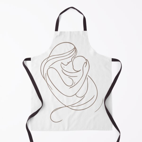 Item preview, Minimal Mother and Baby Line Art – Floral Outline Warm Brown designed and sold by MiniindY Pop.
