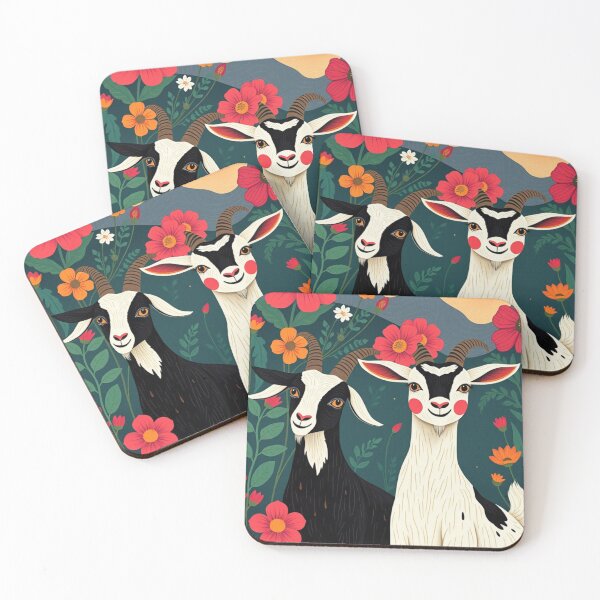 Item preview, Bohemian Goat Duo – Frida-Inspired Folk Art Design designed and sold by TwoDotsStudio.