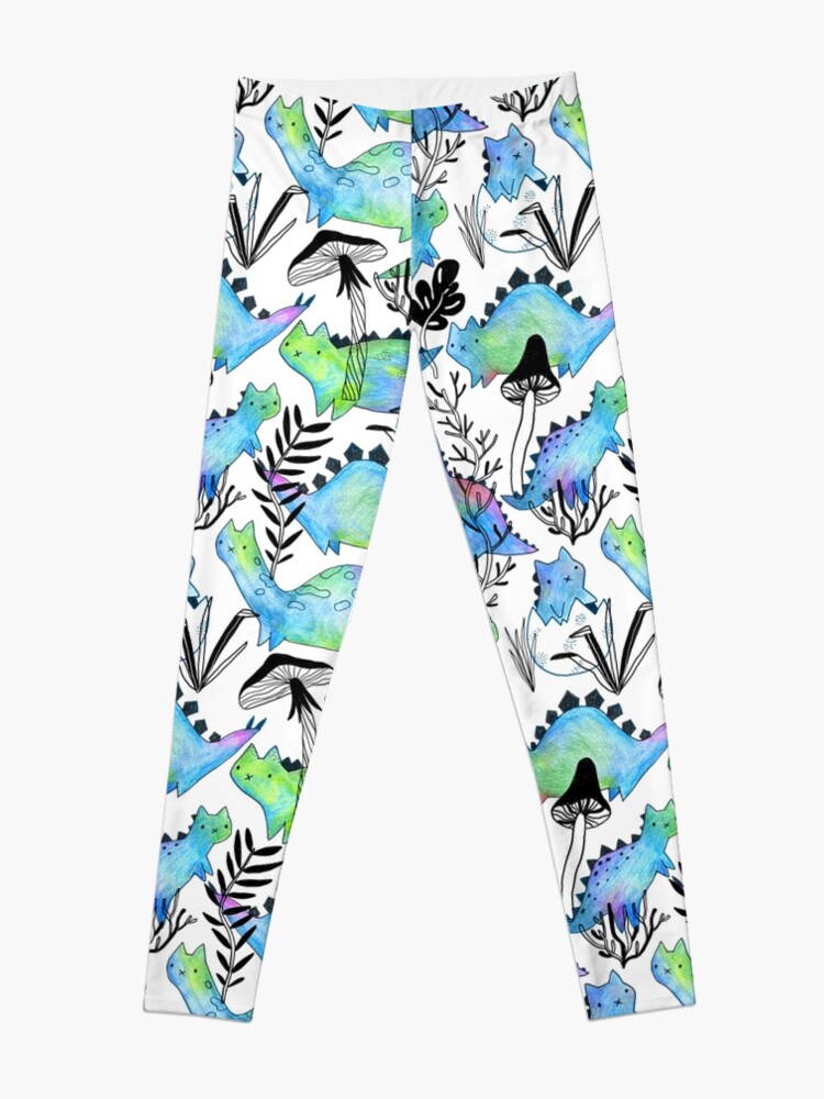 Alternate view of Pencil catosaurs and plants. Funny dino cats and mushrooms. Leggings