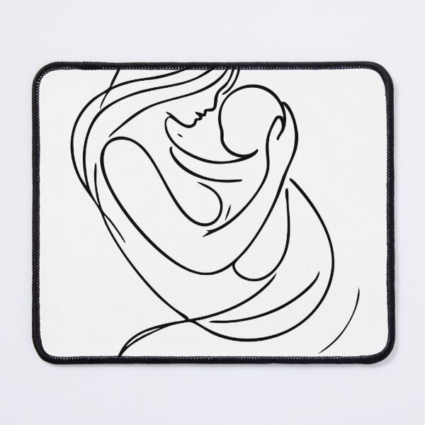 Item preview, Minimal Mother and Baby Line Art – Floral Outline designed and sold by MiniindY Pop.