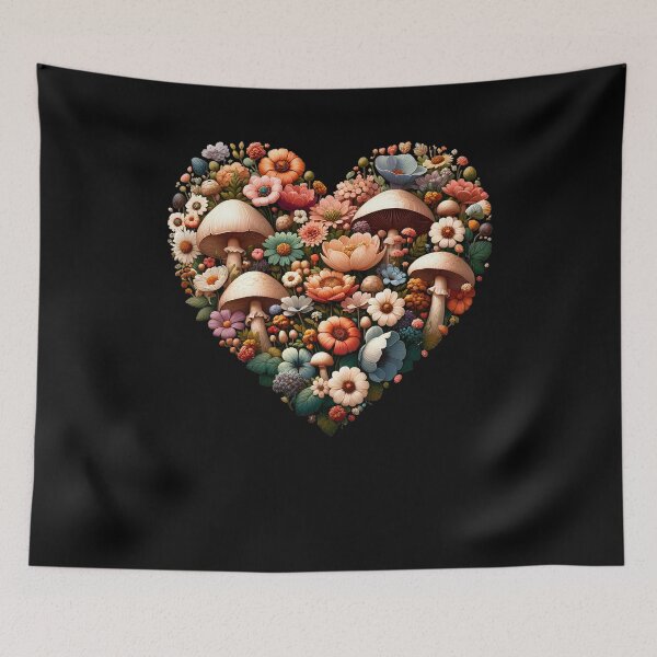 Item preview, Aesthetic Heart Mushroom Floral designed and sold by Kimberley King Art  King Art.