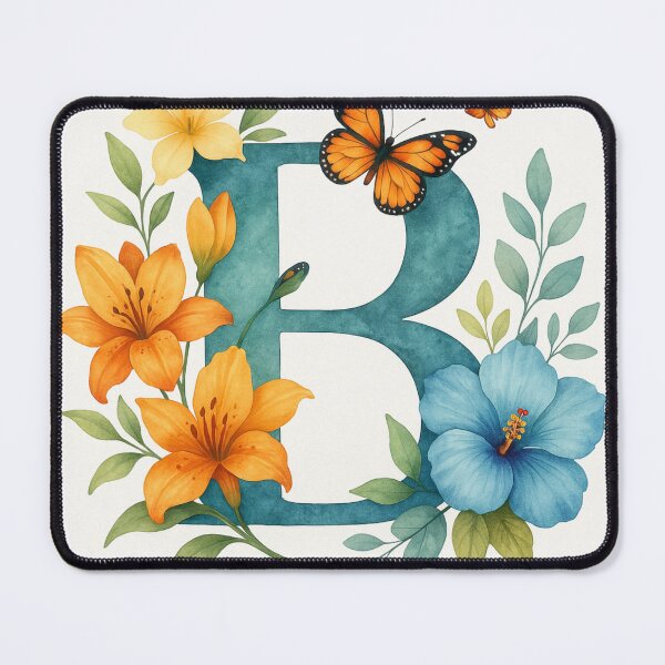 Item preview, Floral Monogram Letter B with Butterflies – Botanical Alphabet Watercolor Art designed and sold by EMOTION SHOP.