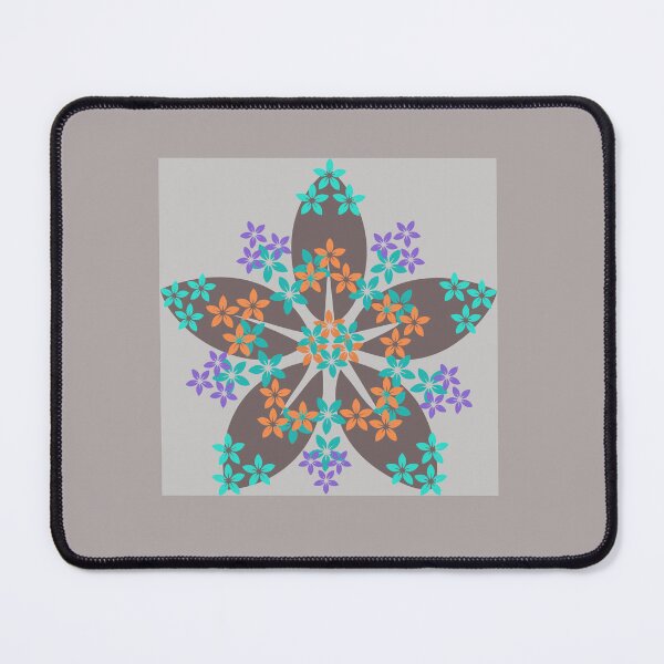 Item preview, a celestial flower unfurls in starry elegance, kissed by tiny turquoise and orange blossoms that twinkle like garden stardust designed and sold by Naureen-w-a.