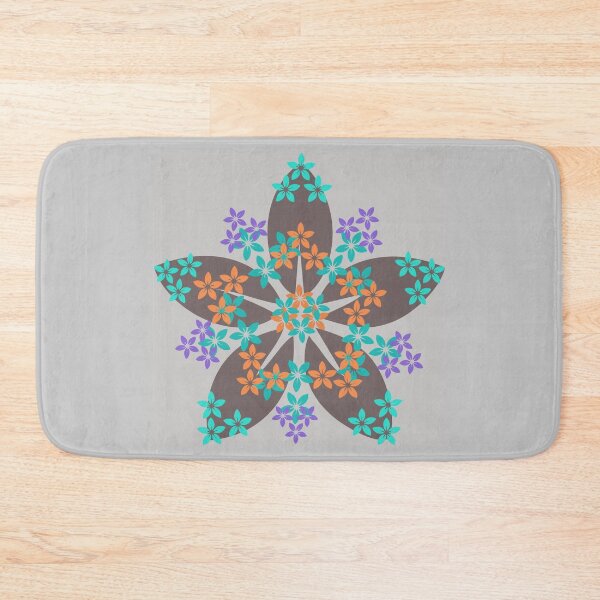 Item preview, a celestial flower unfurls in starry elegance, kissed by tiny turquoise and orange blossoms that twinkle like garden stardust designed and sold by Naureen-w-a.